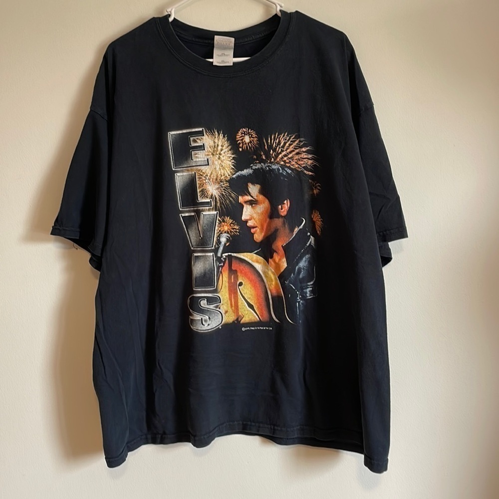 VTG Elvis Presley Tee XXL T-Shirt Black Graceland Music King Rock Merch OG Band